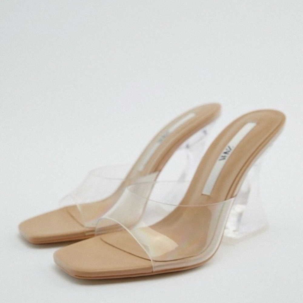 Zara Clear and Tan Heels